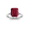 5 Ct Emerald Cut Ruby & Lab Diamond Three Stone Whisper Engagement Ring
