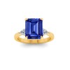 5 Ct Emerald Cut Sapphire & Lab Diamond Three Stone Whisper Engagement Ring