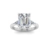 2.5 Ct Emerald Moissanite & .40 Ctw Lab Diamond Three Stone Whisper Engagement Ring