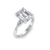 2.5 Ct Emerald Moissanite & .40 Ctw Lab Diamond Three Stone Whisper Engagement Ring