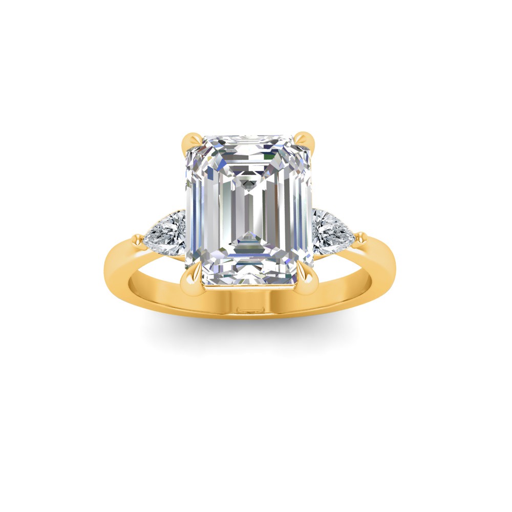 1 Ct Emerald Premium Lab Diamond & .40 Ctw Three Stone Whisper Engagement Ring
