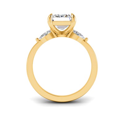 4 Ct Emerald Lab Diamond & .40 Ctw Three Stone Whisper Engagement Ring