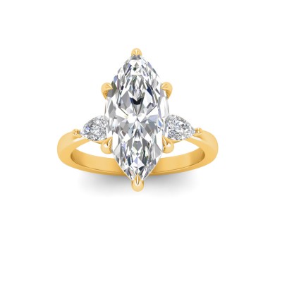 4 Ct Marquise Lab Diamond & .40 Ctw Three Stone Whisper Engagement Ring