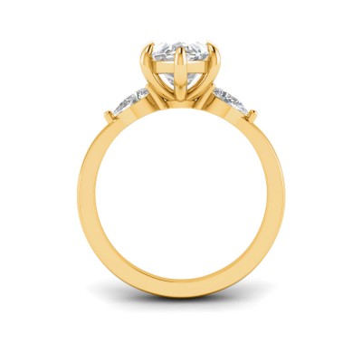 4 Ct Marquise Lab Diamond & .40 Ctw Three Stone Whisper Engagement Ring