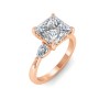 2 Ct Princess Premium Lab Diamond & .40 Ctw Three Stone Whisper Engagement Ring