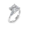 5 Ct Princess Lab Diamond & .40 Ctw Three Stone Whisper Engagement Ring