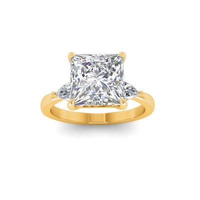 3 Ct Princess Lab Diamond & .40 Ctw Three Stone Whisper Engagement Ring