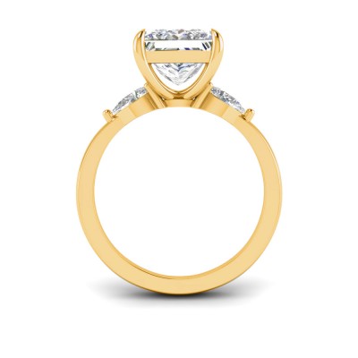 3 Ct Princess Lab Diamond & .40 Ctw Three Stone Whisper Engagement Ring