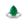 5 Ct Pear Emerald & Lab Diamond Three Stone Whisper Engagement Ring