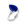 5 Ct Pear Sapphire & Lab Diamond Three Stone Whisper Engagement Ring