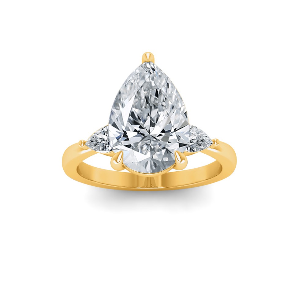 1 Ct Pear Lab Diamond & .40 Ctw Three Stone Whisper Engagement Ring