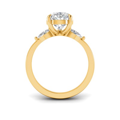 3 Ct Pear Premium Lab Diamond & .40 Ctw Three Stone Whisper Engagement Ring