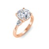 1.5 Ct Round Lab Diamond & .40 Ctw Three Stone Whisper Engagement Ring