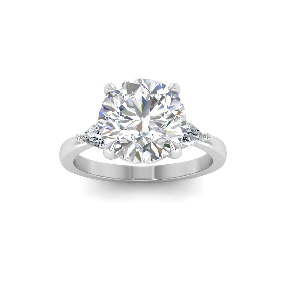 4 Ct Round Lab Diamond & .40 Ctw Three Stone Whisper Engagement Ring