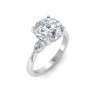 4 Ct Round Lab Diamond & .40 Ctw Three Stone Whisper Engagement Ring