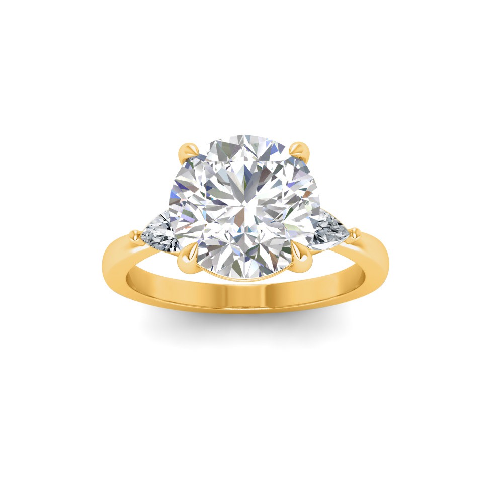 1.5 Ct Round Lab Diamond & .40 Ctw Three Stone Whisper Engagement Ring