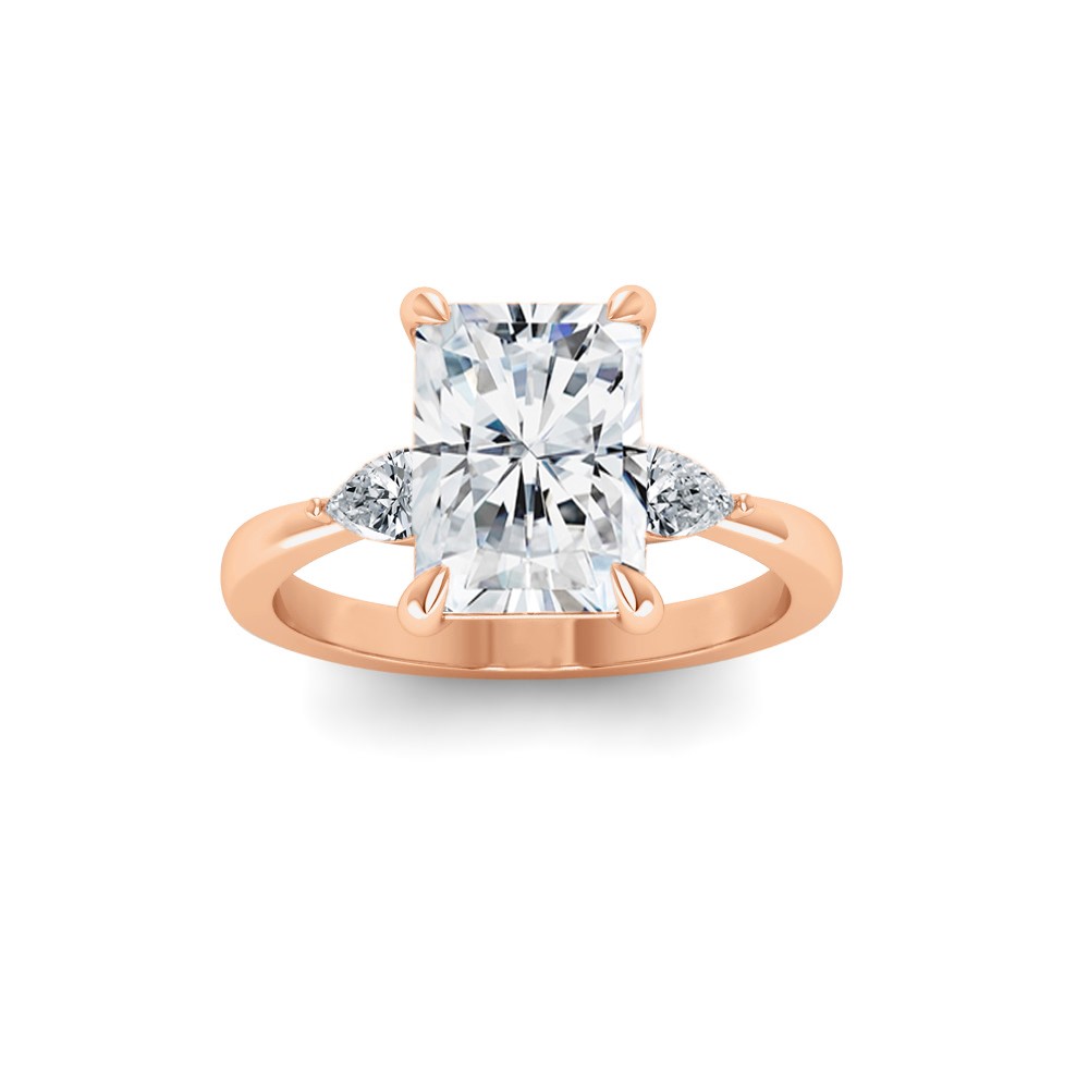 2 Ct Radiant Diamond & .40 Ctw Three Stone Whisper Engagement Ring