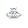 3.5 Ct Radiant Moissanite & .40 Ctw Lab Diamond Three Stone Whisper Engagement Ring