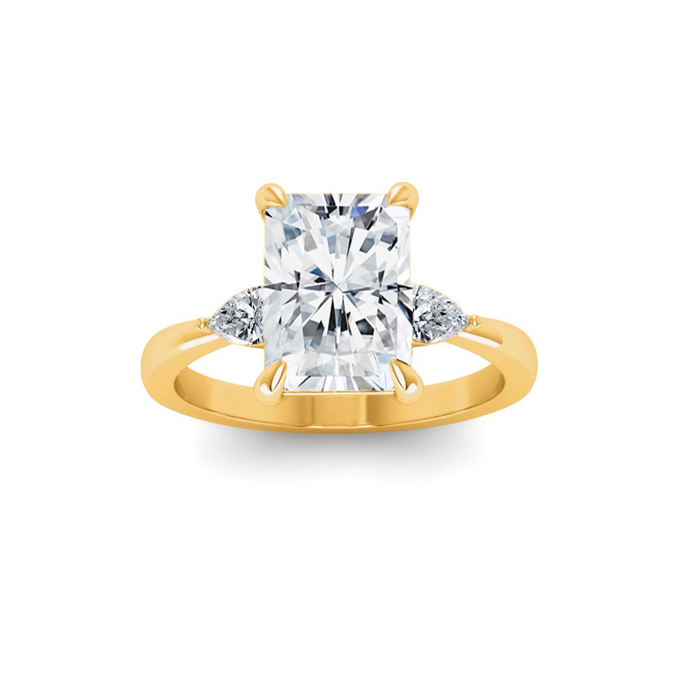 3 Ct Radiant Lab Diamond & .40 Ctw Three Stone Whisper Engagement Ring
