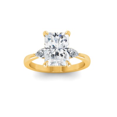 3 Ct Radiant Lab Diamond & .40 Ctw Three Stone Whisper Engagement Ring