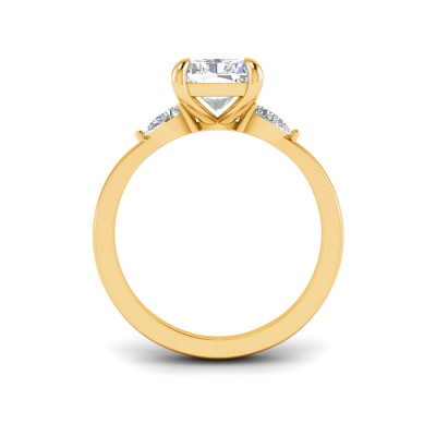 3 Ct Radiant Lab Diamond & .40 Ctw Three Stone Whisper Engagement Ring