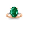 5 Ct Oval Emerald & Lab Diamond Three Stone Whisper Engagement Ring