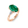 5 Ct Oval Emerald & Lab Diamond Three Stone Whisper Engagement Ring