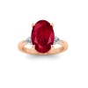 5 Ct Oval Ruby & Lab Diamond Three Stone Whisper Engagement Ring