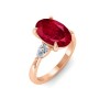 5 Ct Oval Ruby & Lab Diamond Three Stone Whisper Engagement Ring