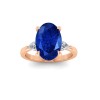 5 Ct Oval Sapphire & Lab Diamond Three Stone Whisper Engagement Ring