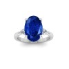 5 Ct Oval Sapphire & Lab Diamond Three Stone Whisper Engagement Ring