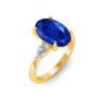 5 Ct Oval Sapphire & Lab Diamond Three Stone Whisper Engagement Ring