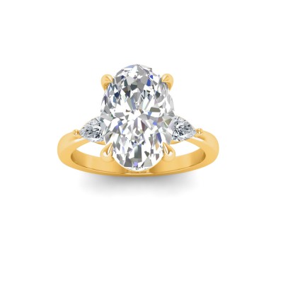2 Ct Oval Lab Diamond & .40 Ctw Three Stone Whisper Engagement Ring