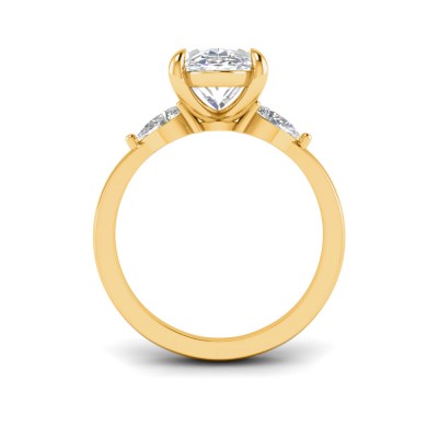 2 Ct Oval Lab Diamond & .40 Ctw Three Stone Whisper Engagement Ring