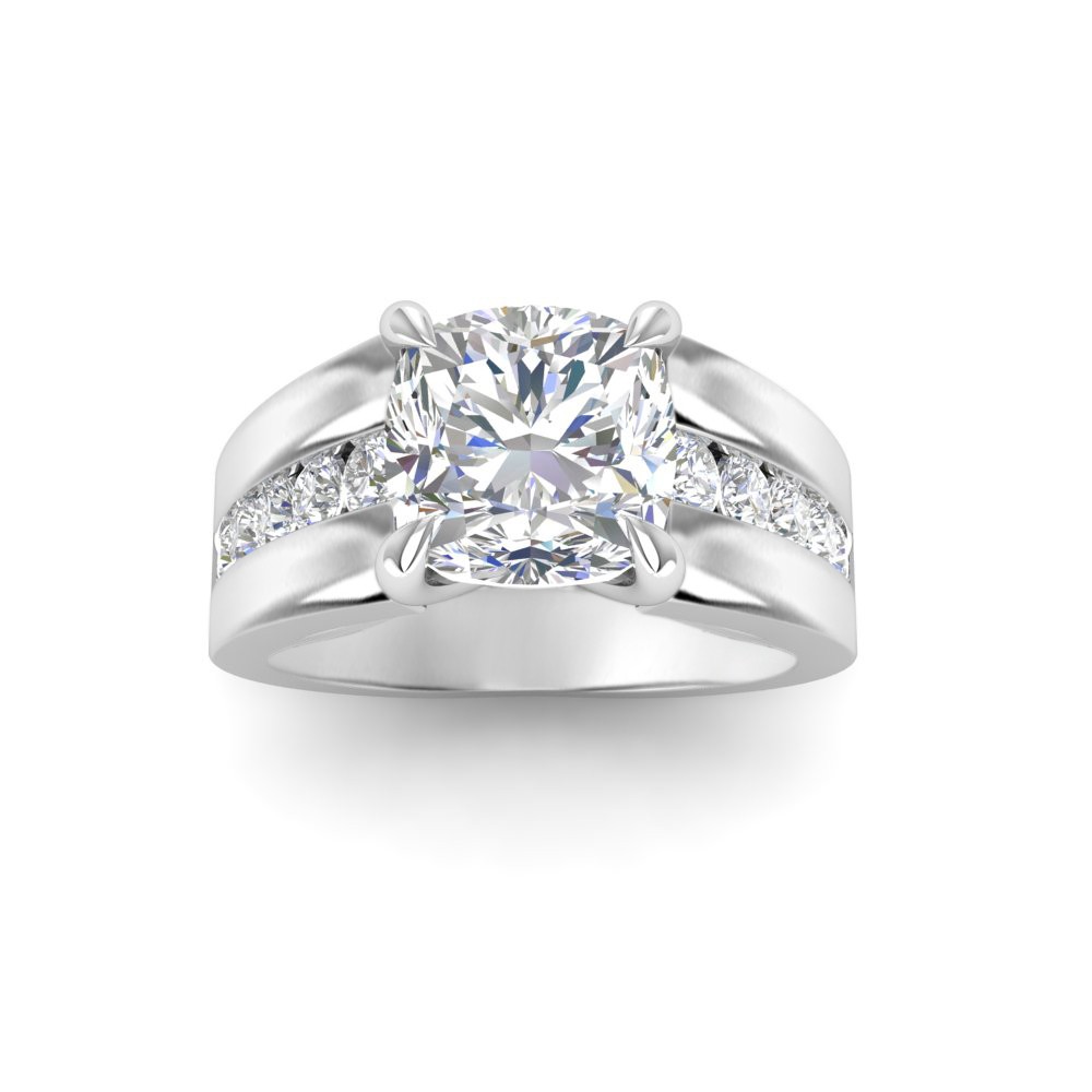 6 Ct Round Moissanite Channel Set Wide Band Engagement Ring