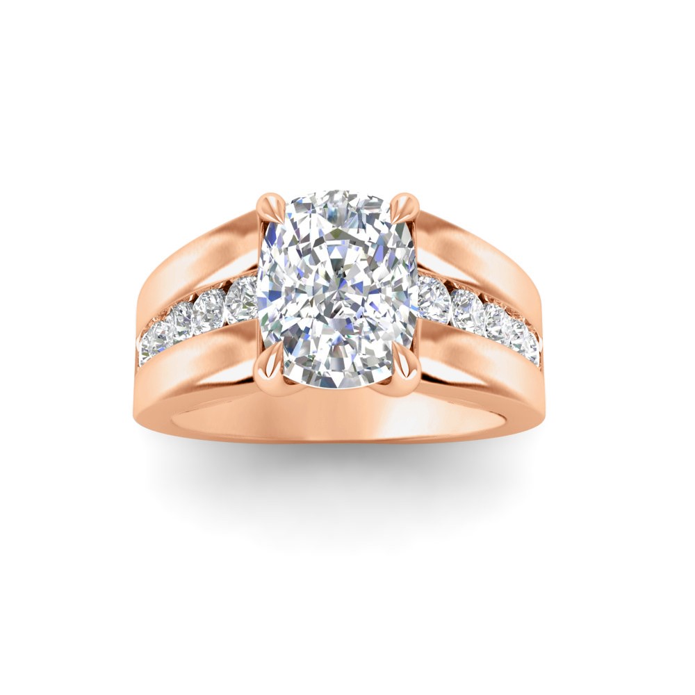 6 Ct Elongated Cushion Lab Diamond Channel Set Wide Band Engagement Ring