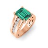 5 Ct Emerald Cut Emerald & Lab Diamond Channel Set Wide Band Engagement Ring