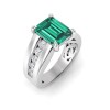 5 Ct Emerald Cut Emerald & Lab Diamond Channel Set Wide Band Engagement Ring