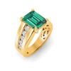 5 Ct Emerald Cut Emerald & Lab Diamond Channel Set Wide Band Engagement Ring