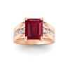 5 Ct Emerald Cut Ruby & Lab Diamond Channel Set Wide Band Engagement Ring