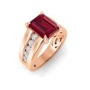 5 Ct Emerald Cut Ruby & Lab Diamond Channel Set Wide Band Engagement Ring