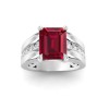 5 Ct Emerald Cut Ruby & Lab Diamond Channel Set Wide Band Engagement Ring
