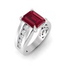 5 Ct Emerald Cut Ruby & Lab Diamond Channel Set Wide Band Engagement Ring