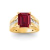 5 Ct Emerald Cut Ruby & Lab Diamond Channel Set Wide Band Engagement Ring