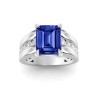 5 Ct Emerald Cut Sapphire & Lab Diamond Channel Set Wide Band Engagement Ring