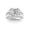 6 Ct Emerald Lab Diamond Channel Set Wide Band Engagement Ring