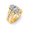 5 Ct Marquise Lab Diamond Channel Set Wide Band Engagement Ring