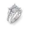 2 Ct Princess Moissanite Channel Set Wide Band Engagement Ring