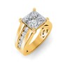 3 Ct Princess Lab Diamond Channel Set Wide Band Engagement Ring