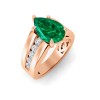 5 Ct Pear Emerald & Lab Diamond Channel Set Wide Band Engagement Ring